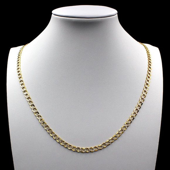 Real 10K Yellow Gold 3.5mm Diamond Cut Cuban Link Chain Necklace 22" inch - Picture 1 of 6